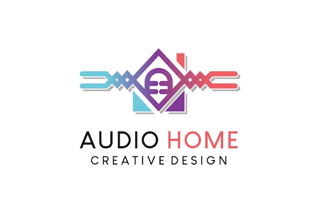 Vecteur création de logo d'inspiration audio maison avec illustration vectorielle de musique vague concept