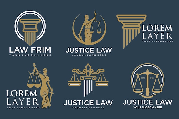 Création de logo de jeu d'icônes d'avocat avec style d'élément créatif