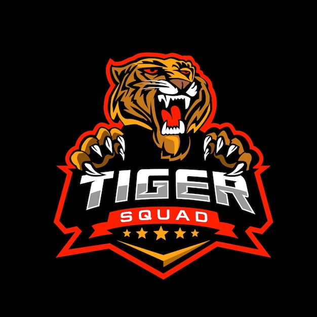 Vecteur création de logo de jeu avec mascotte tête de tigre