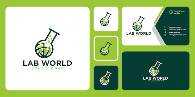 Création De Logo De Laboratoire Avec Monde Et Carte De Visite