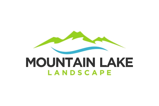 Création De Logo Landscape Hills Mountain Peak River Lake Illustration Vectorielle Simple