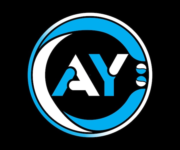 Création de logo de lettre AY avec une forme de cercle Création de logo AY avec un design unique et simple