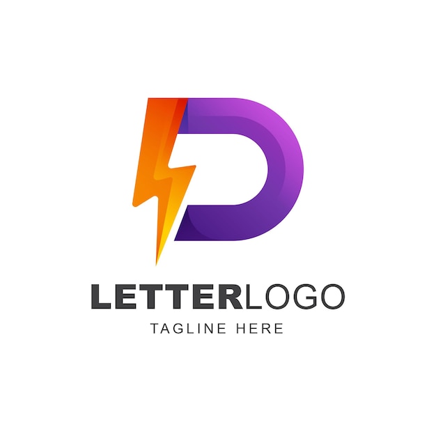 Création de logo lettre D avec forme d'énergie foudre