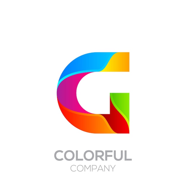 Vecteur création de logo lettre g faite de rayures avec brillant rainbow vibrant colorful and gradient concept