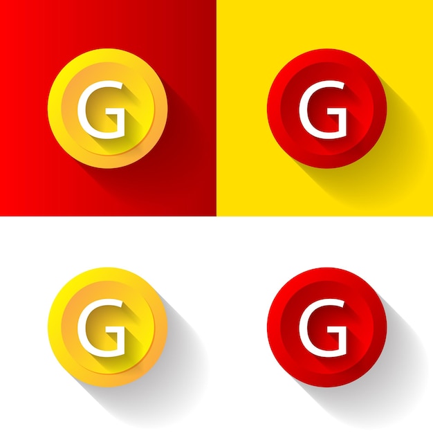 Vecteur création de logo de lettre g avec des styles créatifs, fond jaune et rouge