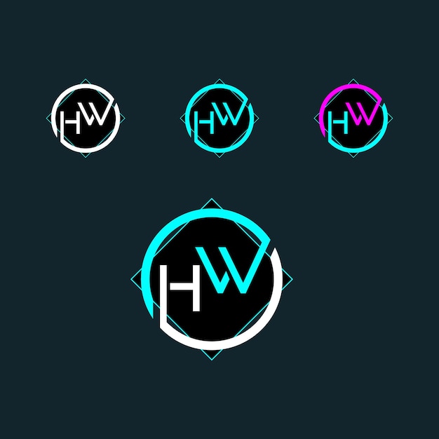 Création de logo lettre HW ou WH avec une forme moderne