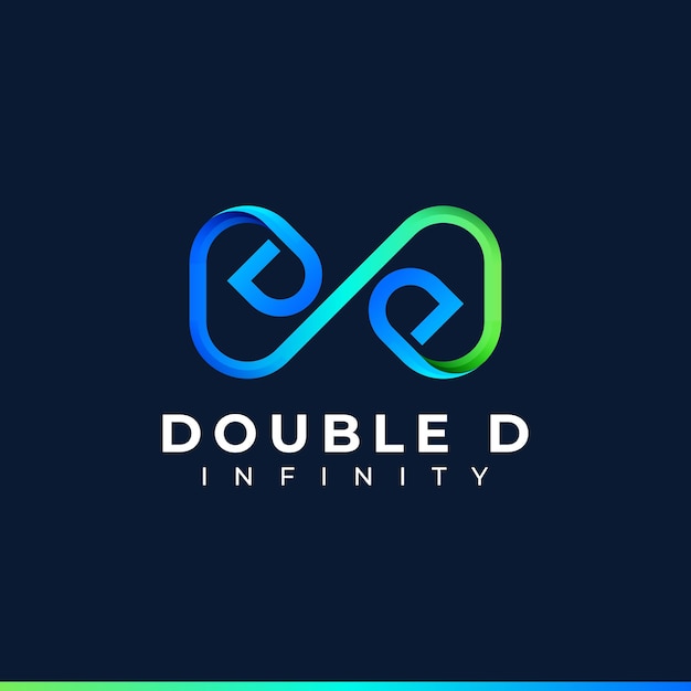 Création De Logo Lettre D Infinity Et Symbole Coloré Dégradé Vert Bleu Pour L'image De Marque De L'entreprise Commerciale
