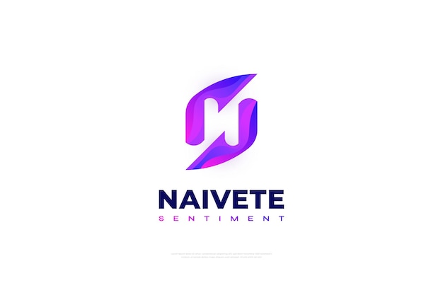 Création De Logo Lettre N Moderne Avec Style D'espace Négatif Logo Ou Icône De Lettre N Initiale Dans Le Concept De Dégradé Violet