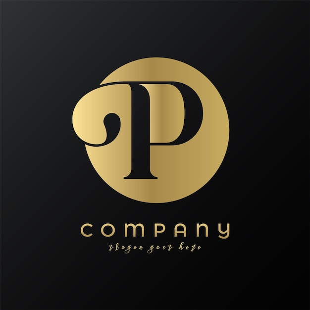 Création de logo de lettre P de luxe premium cercle abstrait or
