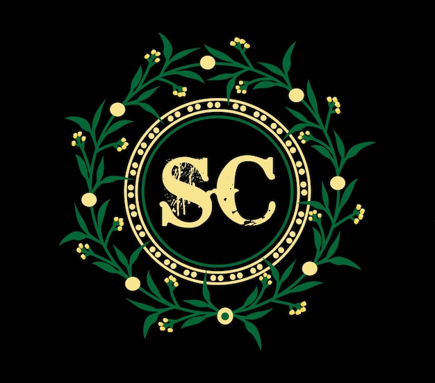 Création de logo de lettre SC avec une forme de cercle Création de logo en forme de cercle et de cube SC Monogramme SC business