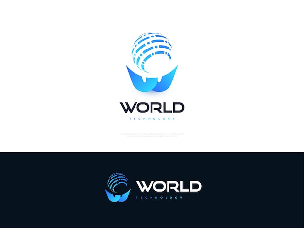 Création De Logo Lettre W Moderne Avec Icône Globale Dans Le Concept De Technologie Lettre W Avec Logo Sphère Bleue Adaptée Aux Logos D'entreprise Et De Technologie