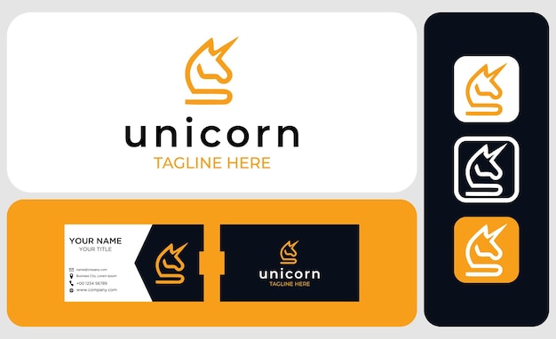 Création De Logo Licorne Et Vecteur De Carte De Visite