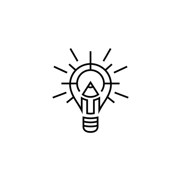 Création de logo de ligne d'ampoule lumineuse avec combinaison de crayons