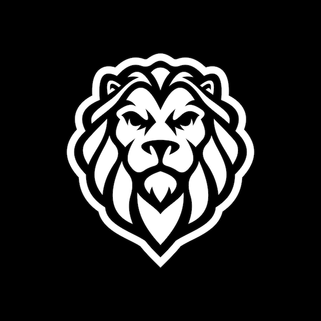 Création De Logo De Lion D'art En Ligne. Icône De Vecteur De Crête De Crinière De Cheveux Tête De Lion Sur Fond Sombre