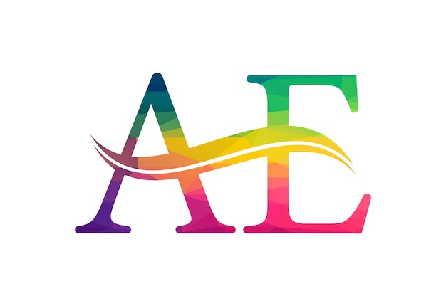 Création de logo Low Poly et Initial AE Letter Concept de design vectoriel