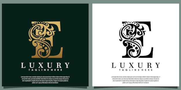 Vecteur création de logo de luxe avec lettre initiale e