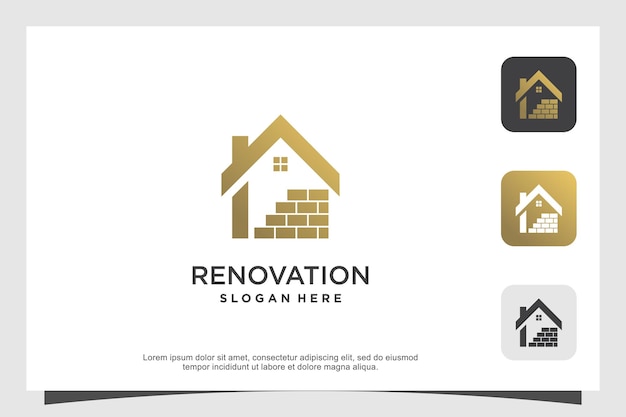 Création De Logo De Maison Avec Concept De Rénovation Vecteur Premium