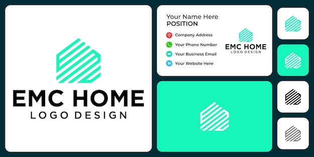 Création de logo maison monogramme EMC lettre avec modèle de carte de visite