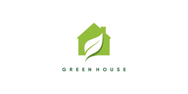 Création De Logo De Maison Verte Avec Un Concept Moderne Créatif Vecteur Premium