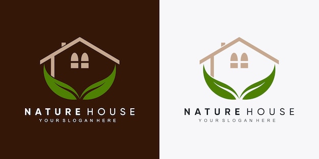 Création De Logo De Maison Verte Avec Vecteur Premium De Concept Créatif Moderne