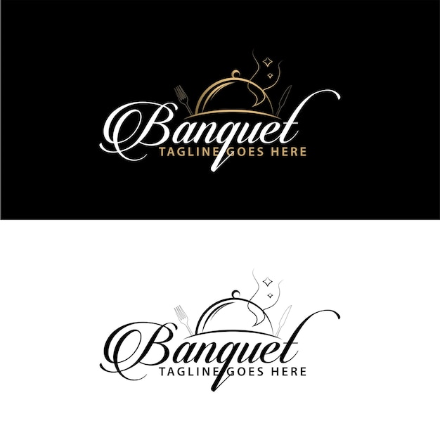 Vecteur création de logo de mariage d'événement - création de logo de banquet - création de logo de restauration avec format vectoriel