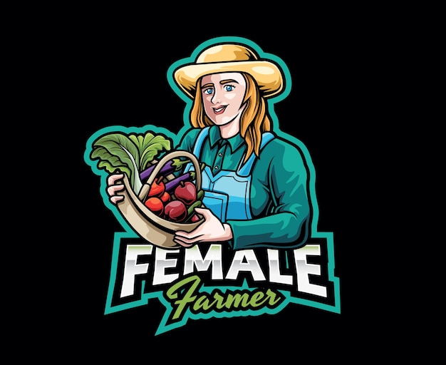 Création De Logo De Mascotte Agricultrice