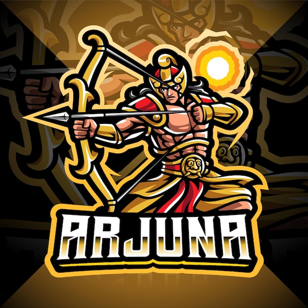 Vecteur création de logo de mascotte arjuna archer esport