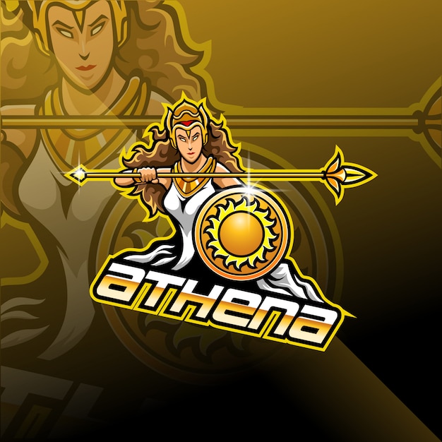 Vecteur création de logo de mascotte athena esport