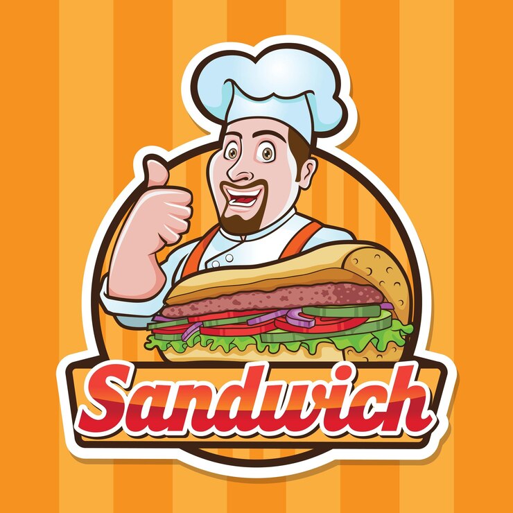 Création de logo de mascotte de chef sandwich