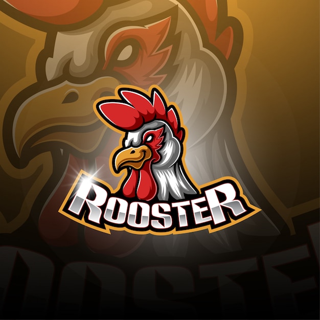 Vecteur création de logo de mascotte coq esport