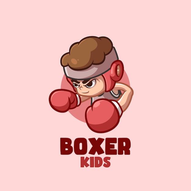 Création De Logo De Mascotte De Dessin Animé Pour Enfants De Boxeur