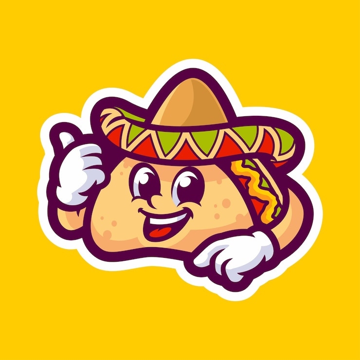 Vecteur création de logo de mascotte de dessin animé taco