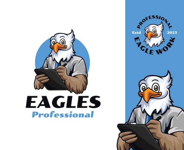 Création De Logo De Mascotte D'employé D'aigle