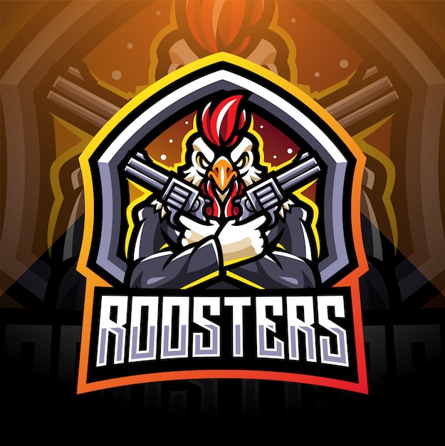 Création De Logo De Mascotte D'esport D'artilleurs De Coq