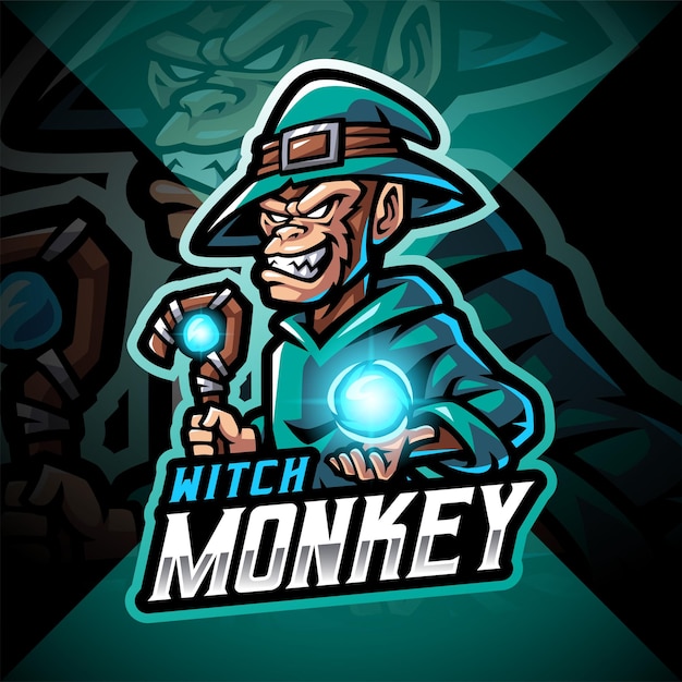 Création De Logo De Mascotte Esport Singe Sorcière