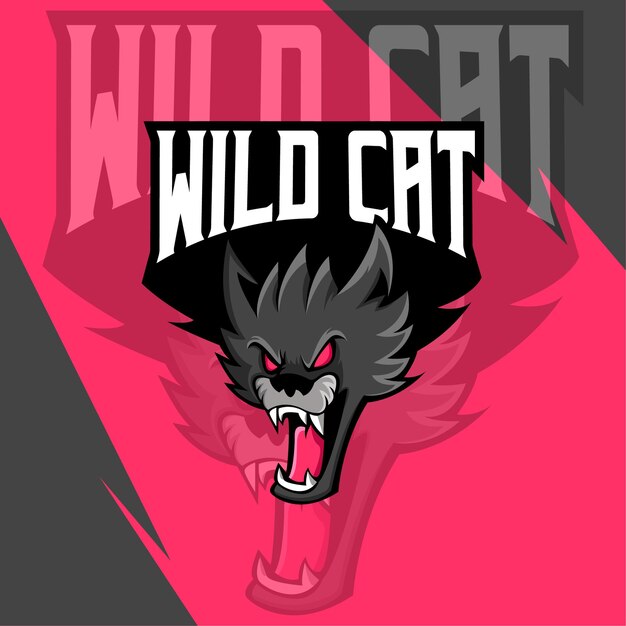 Vecteur création de logo de mascotte esport wild cat