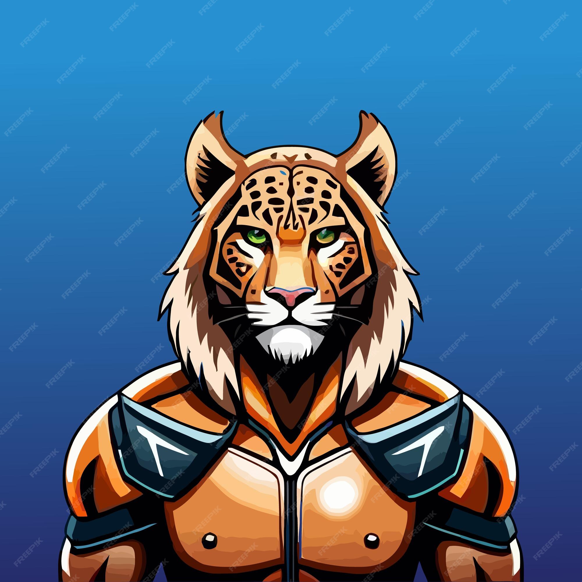 Logo De Jeu De Sport Tigre Blanc, Vecteur Premium