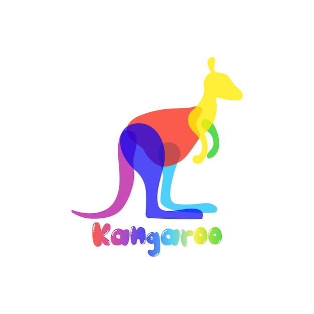 Vecteur création de logo de mascotte de kangourou coloré