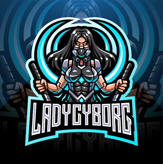 Création De Logo De Mascotte Lady Cyborg Esport
