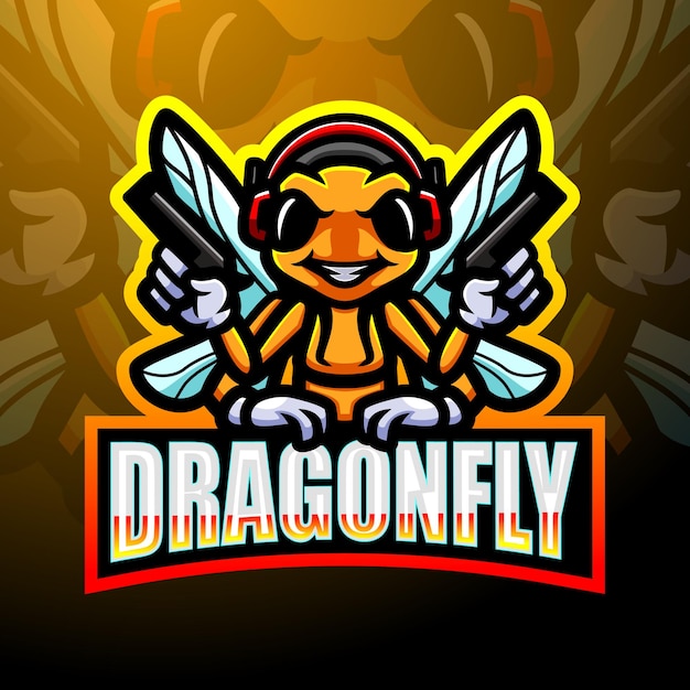 Création De Logo De Mascotte De Libellule Esport