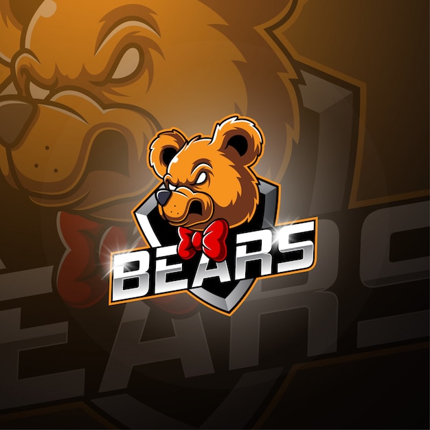 Vecteur création de logo de mascotte ours esport