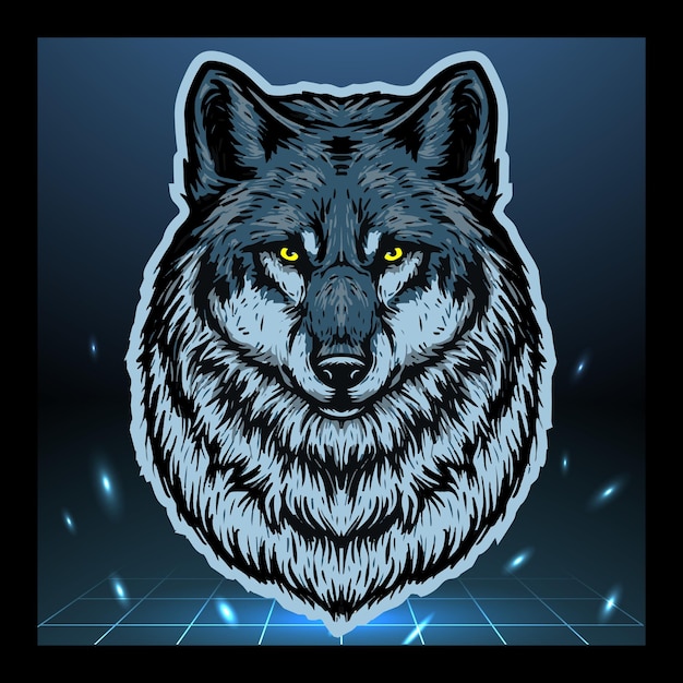Vecteur création de logo de mascotte tête de loup
