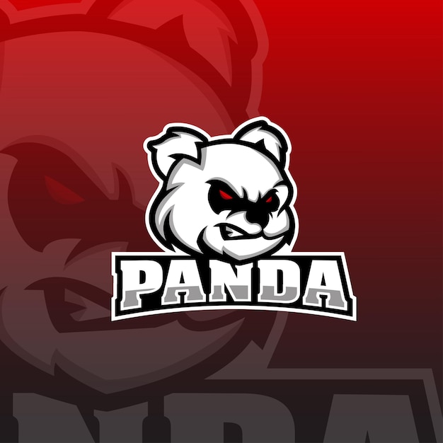 Création De Logo De Mascotte De Tête De Panda Vecteur Premium