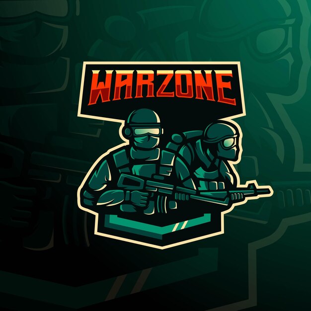 Création de logo de mascotte Warzone avec style concept illustration moderne pour insigne, emblème