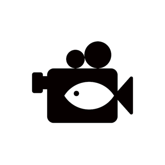 Vecteur création de logo de média de film de poisson