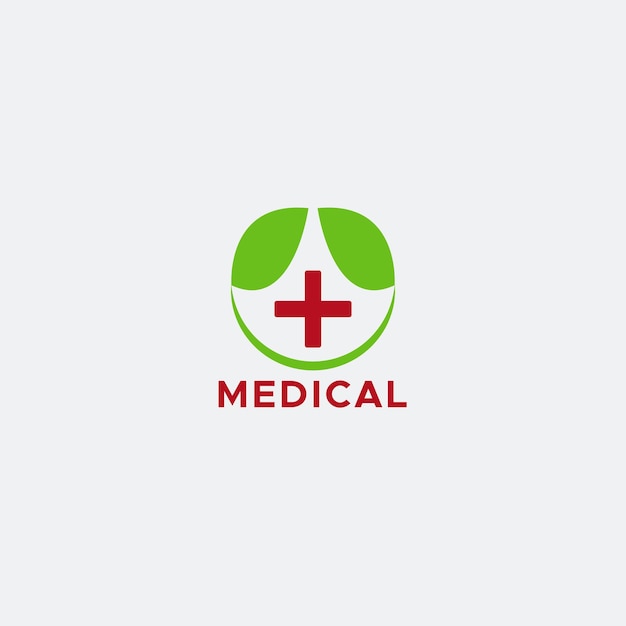 Vecteur création de logo médical de santé avec signe plus et feuilles