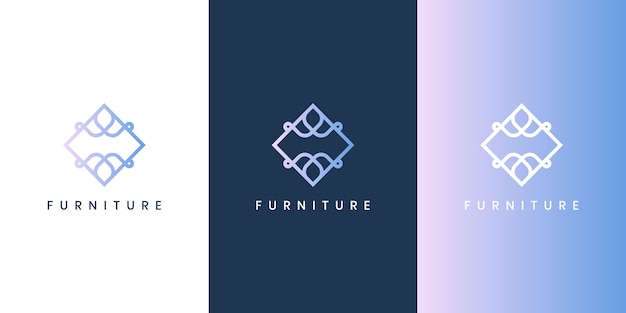 Création de logo de meubles. Ligne de design d'intérieur luxueuse