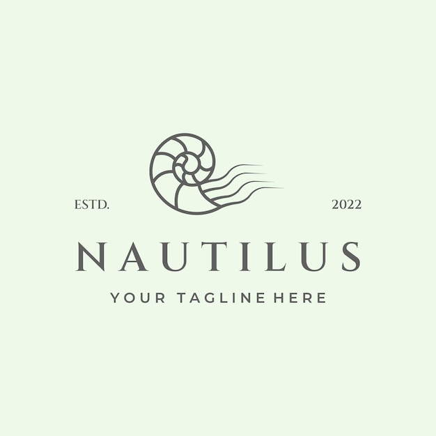 Création de logo minimaliste d'art de ligne d'eau de mer Nautilus