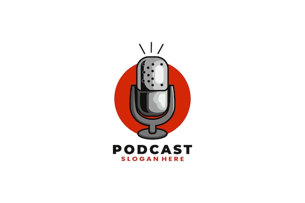 création de logo de modèle vectoriel de micro podcast