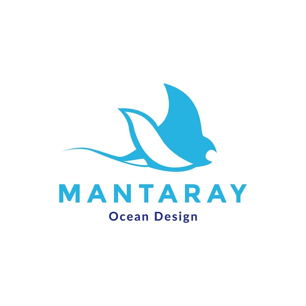 Vecteur création de logo moderne de nage de poissons de raie manta